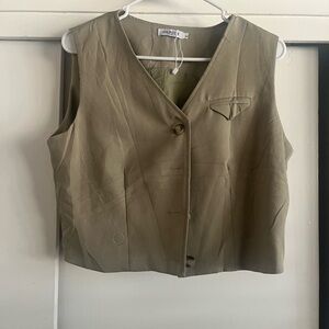 Chic Olive Button-Up Vest